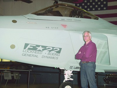 Oregon Aero Founder Mike Dennis with F-22 Raptor